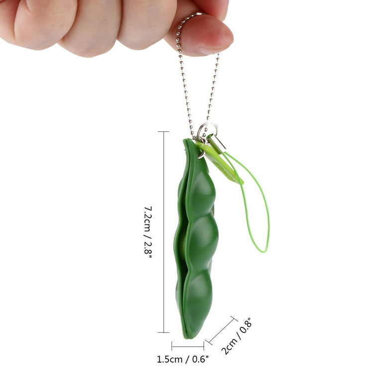 Green Cute Squishy Peas In A Pod Keyring Keychain Kawaii Mochi Bean Fidget Toy